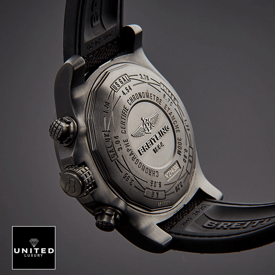 brethtitling Super Avenger M133711ABF30 Black Steel Case Replica upside view