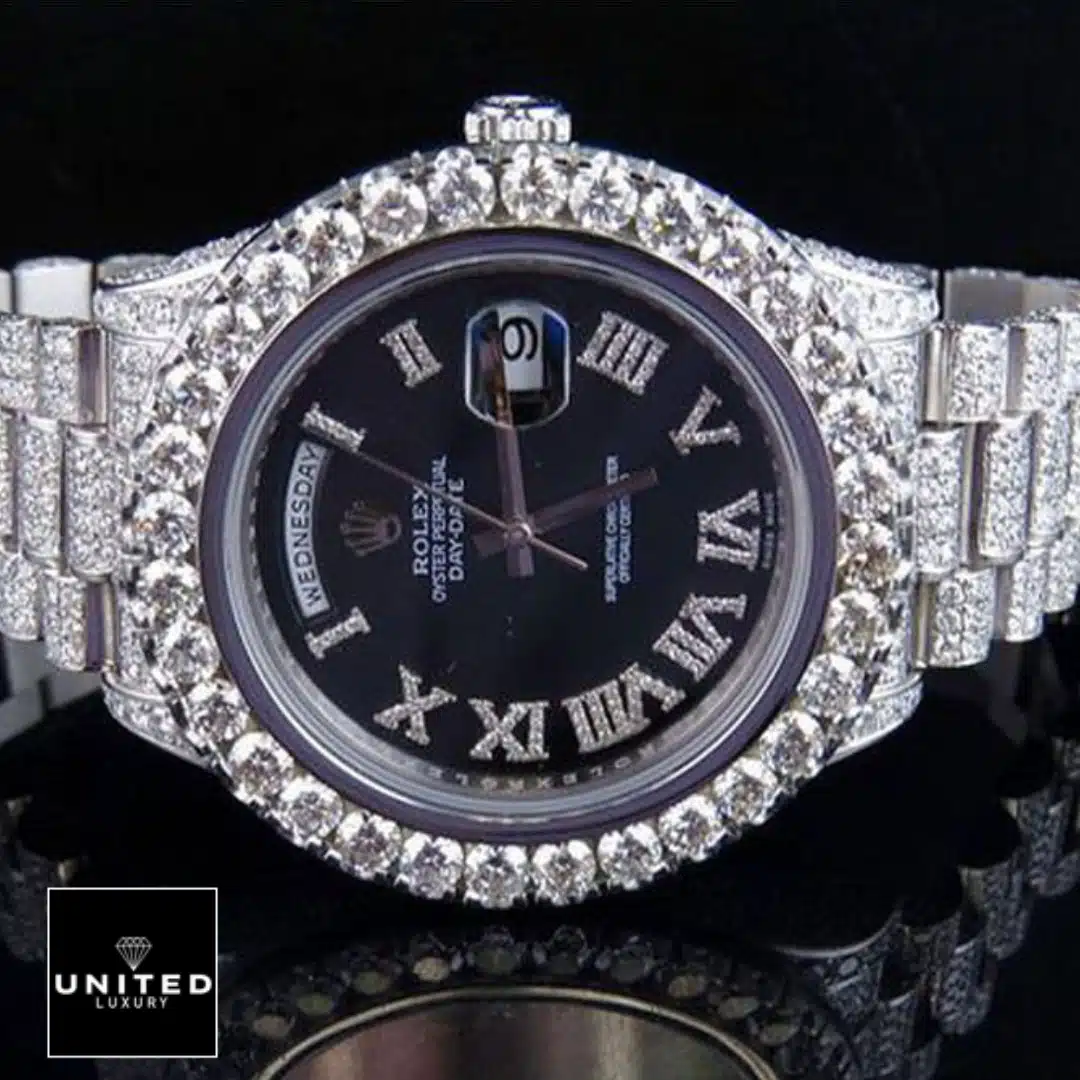 rolthtex Day-Date II White Gold Gem-Set Bezel 218239 Replica