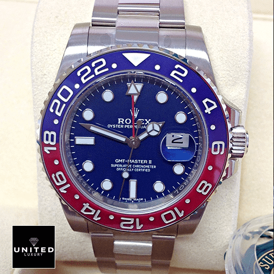 rolthtex GMT-Master II 116719BLRO "Pepsi" Authentic Replica Edition rolthtex gmt master II blue dial amp redblue 116719BLRO man left rolthtex GMT-Master II Blue Dial & Red/Blue Ceramic Bezel 116719BLRO Oyster Replica