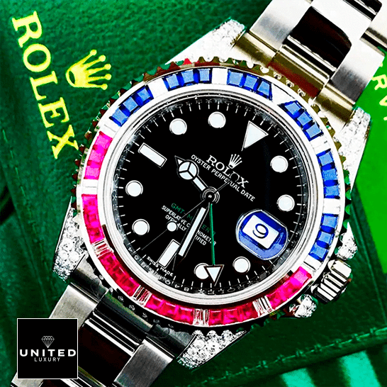 rolthtex GMT Master II 116710 Blue-Red Gem-Set Bezel Replica