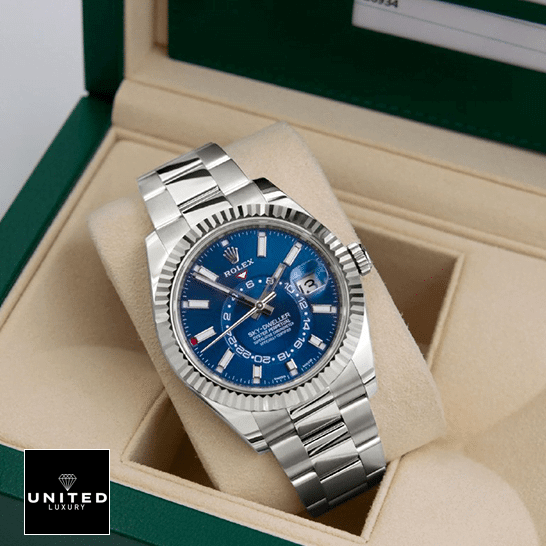 rolthtex Sky-Dweller Blue Dial Stainless Steel Fluted Bezel 326934-0003 Oyster Replica
