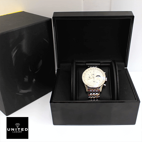 brethtitling Navitimer Olympus A19340 White Dial Replica in the black box