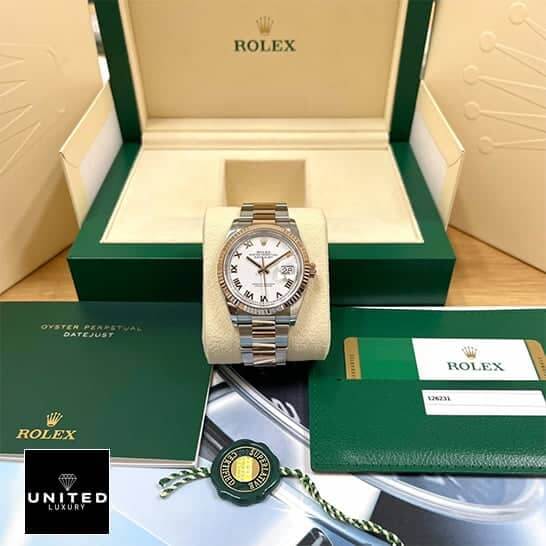 rolthtex Datejust 36 White Roman Numerial Oyster Replica & Guarantee Card