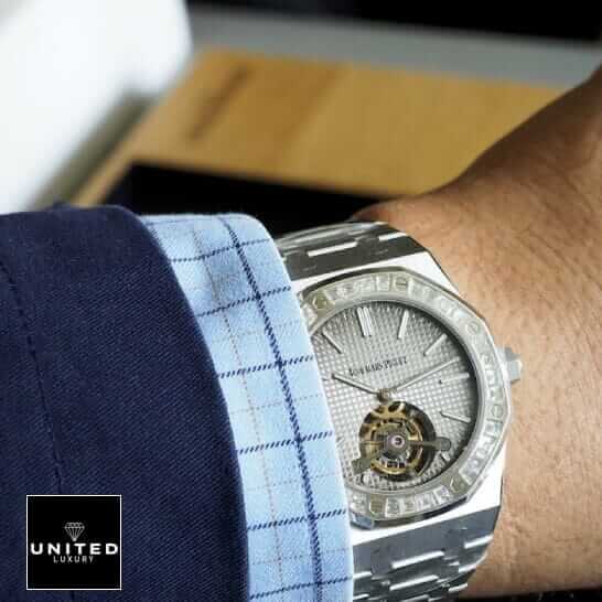 Audthtemars Pigthtuet Royal Oak Tourbillon Extra-Thin 26510PT.OO.1220PT.01 "Platinum Diamond" Handcrafted Clone Quality ap extra thin tourbillon extra hand