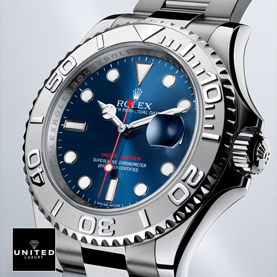 rolthtex Yacht Master Blue Dial Steel Platinum Replica white background