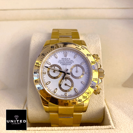rolthtex Cosmograph Daytona 116528 Exact Replica 1:1 rolthtex Daytona 116528 Yellow Gold Bezel White Dial Oyster Replica