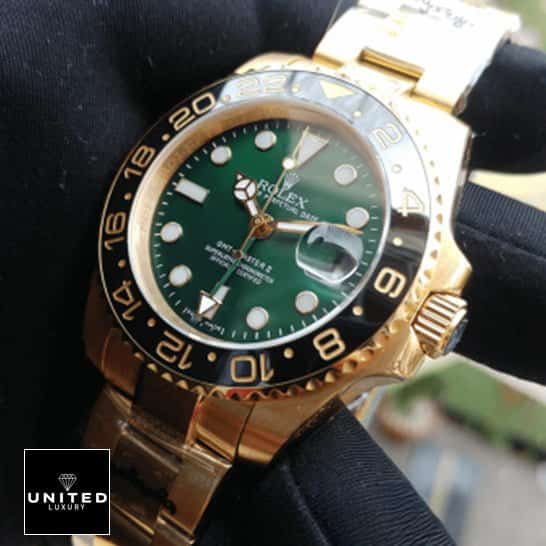 rolthtex GMT-Master II 11678LN Premium Copy 1:1 rolthtex gmt green dial replica rolthtex GMT Green Dial Replica Gold Bracelet