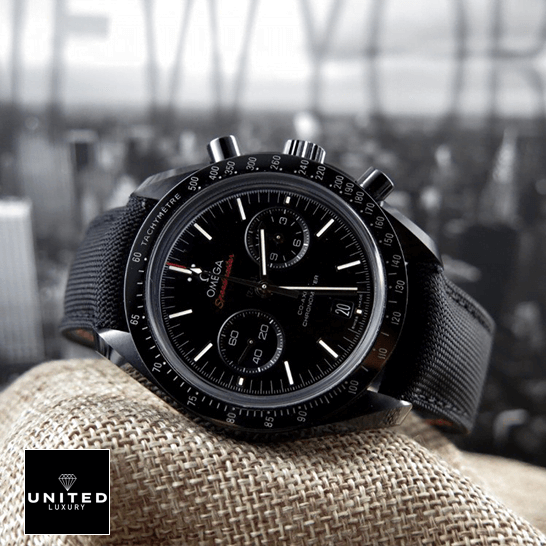 omethtga Speedmaster Black Dial Rubber Black Bracelet Replica
