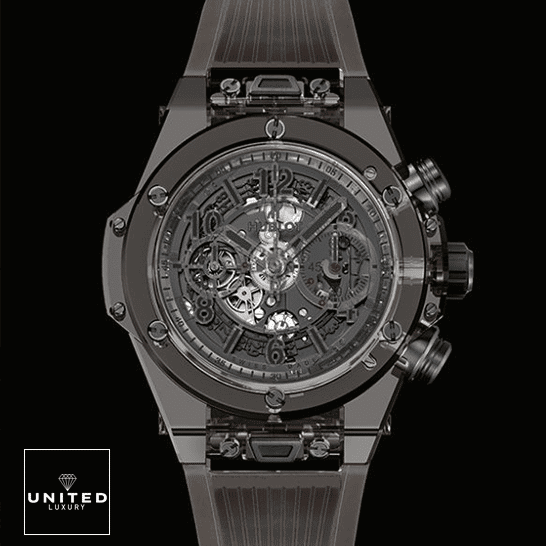 hubthtlot Big Bang Unico Sapphire All Black Dial Replica black background