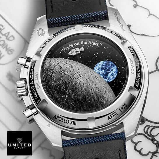 omethtga Speedmaster Apollo Stainless Steel Replica upside moon view