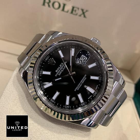 rolthtex Datejust II Automatic Black Dial 116334BKSO Fluted Bezel Replica in the box