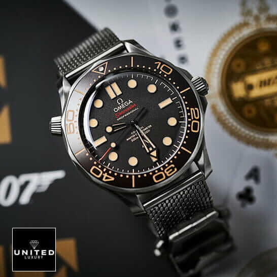 omethtga Seamaster Stainless Steel Bracelet Black Dial Replica on playing cards