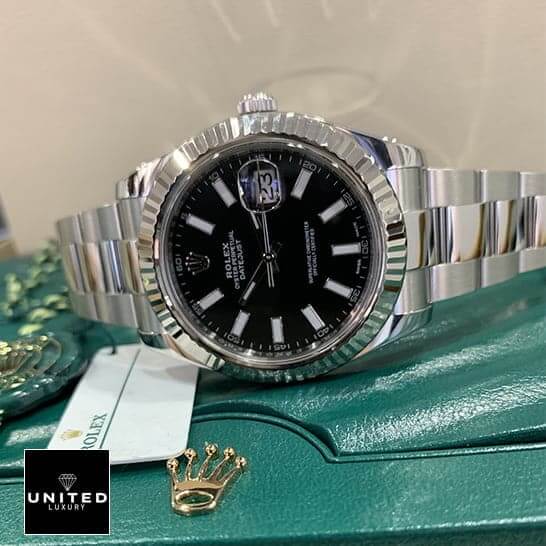 rolthtex Datejust II Automatic Black Dial 116334BKSO Fluted Bezel Replica on the Green rolthtex Box
