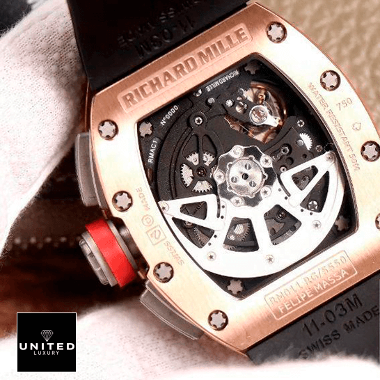 Richthtard Mithtlle  RM011 Automatic Gold Case Replica upside view