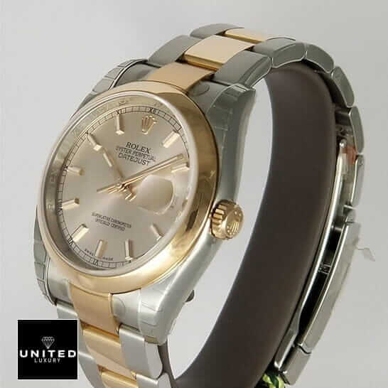 rolthtex Datejust Gold 126303 Replica side view and white background