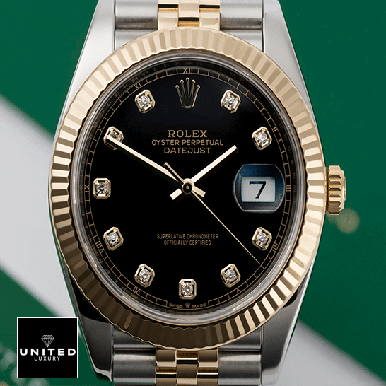 rolthtex Datejust 12633BKDJ Yellow Gold Fluted Bezel Black Dial Replica