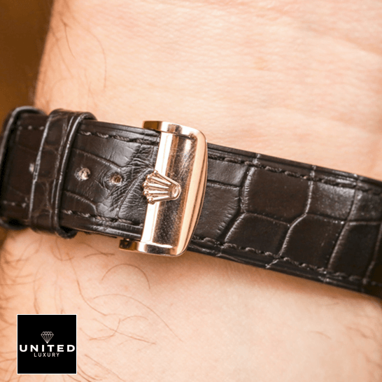 rolthtex Cellini Leather Bracelet Replica rolthtex logo on the buckle