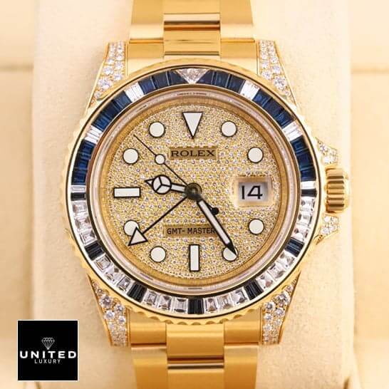rolthtex GMT-Master 116758SA yellow gold dial with stick and dot indices Replica