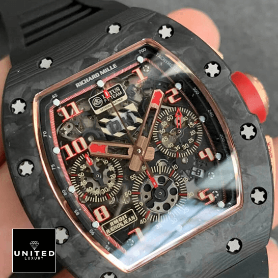 Richthtard Mithtlle  RM011 Romain Lotus F1 Rose Gold Replica black dial