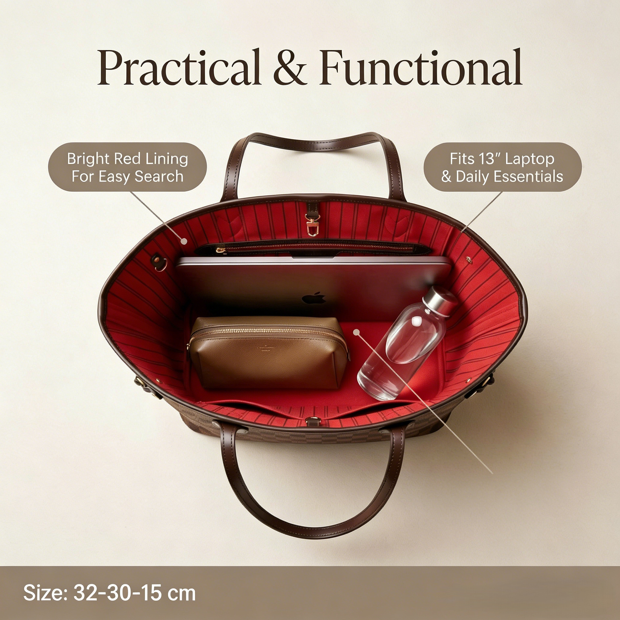 Classic checkered everyday tote bag, stylish and practical shoulder bag