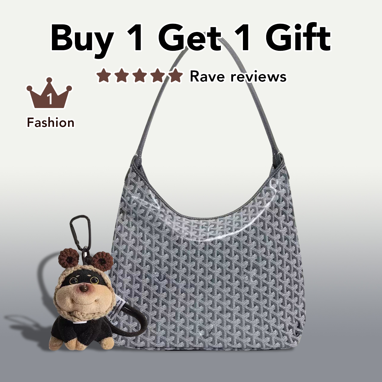 Classic monogram tote bag for women, spacious everyday shoulder bag with minimalist design