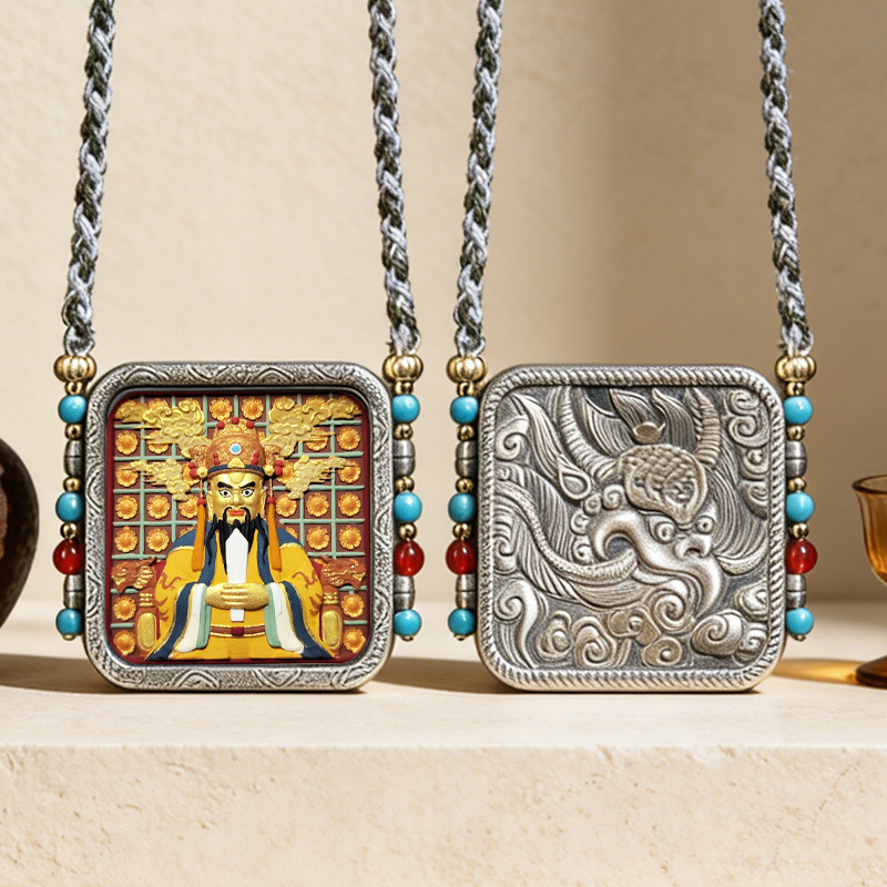 Tibetan Hand-painted Rubbing Three-dimensional Thangka Necklace