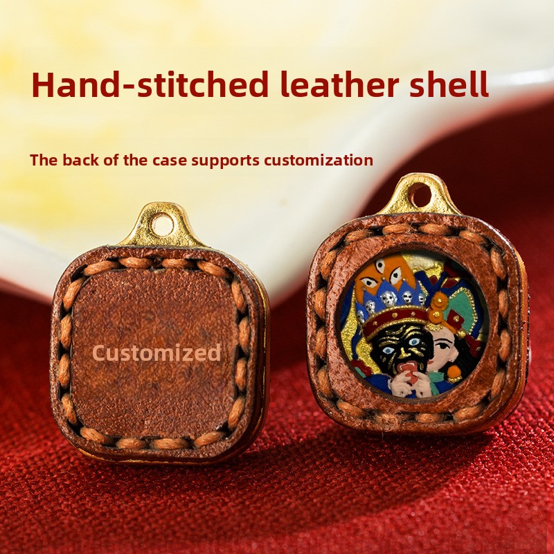Leather Small Box Rubbing Painting Thangka Pendant