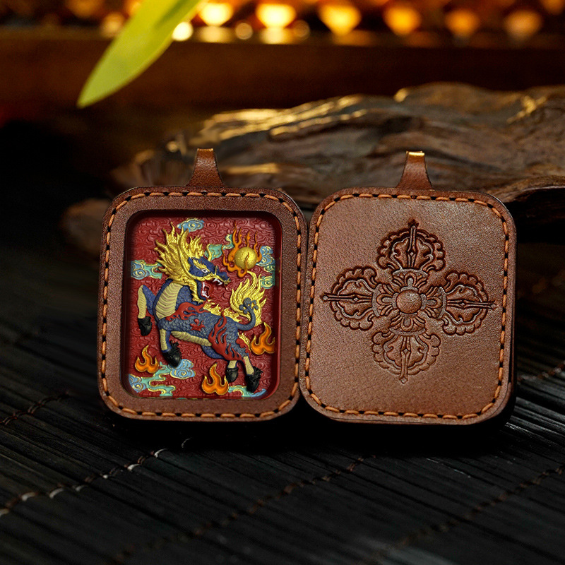 Hand-painted Cinnabar Five Elements Thangka Pendant
