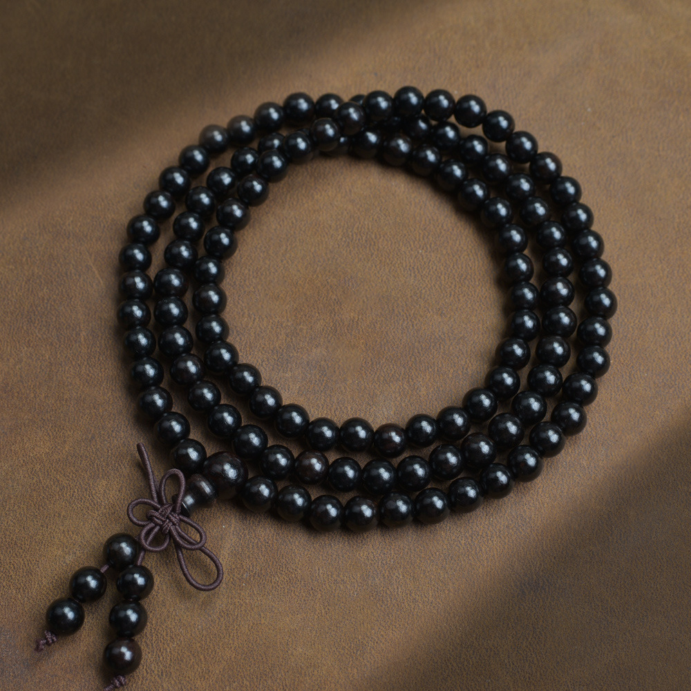 Selected Old Material Ebony Single Strand Bracelet