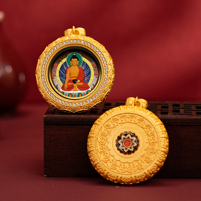 Hand-painted Thangka Brass Pendant