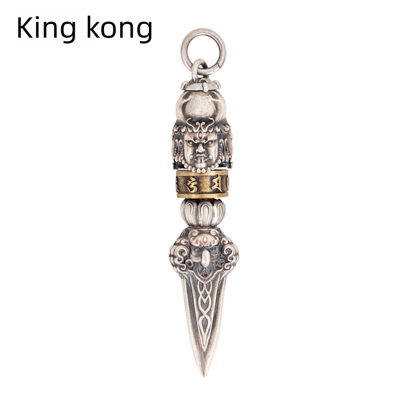 Tibetan Style Pure Silver Vajra Pendant