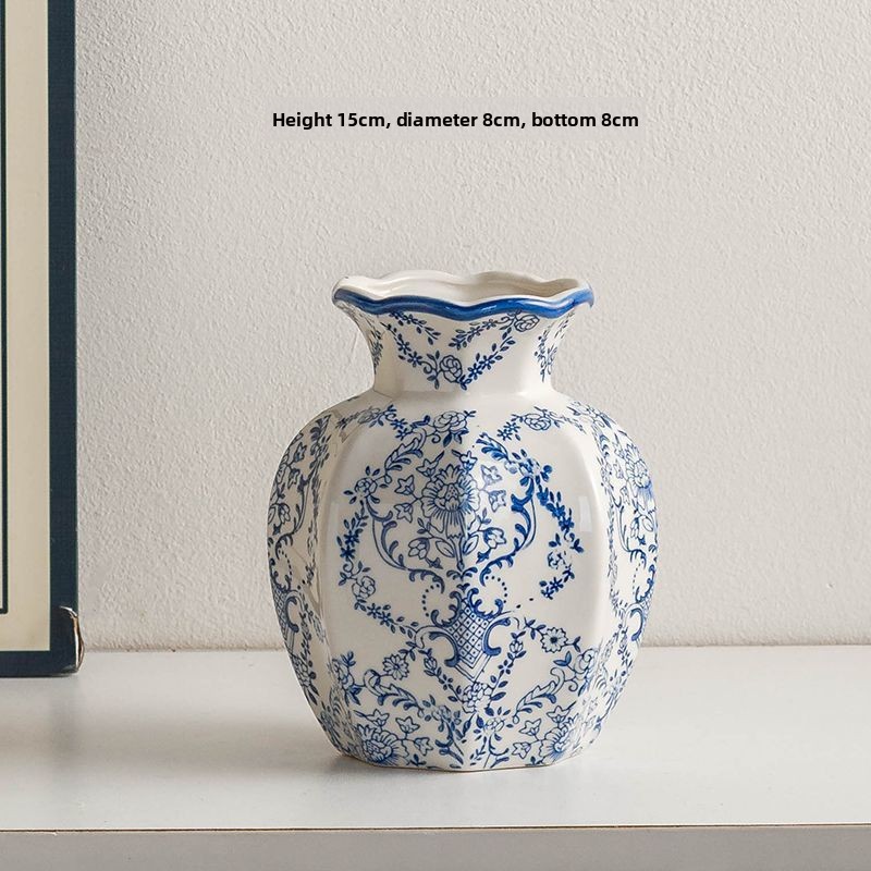 Blue and White Porcelain Vintage Ceramic Vase