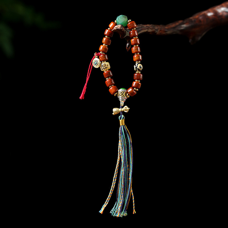 Tibetan Style Cow Bone Straight Cut Barrel Bead Single Circle Handheld String