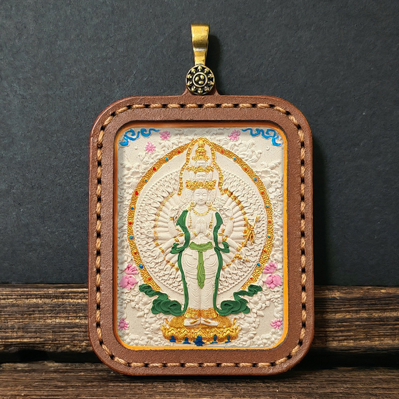 Collection Tibetan Style Incense Ash Dot Painting Thangka Buddha Pendant