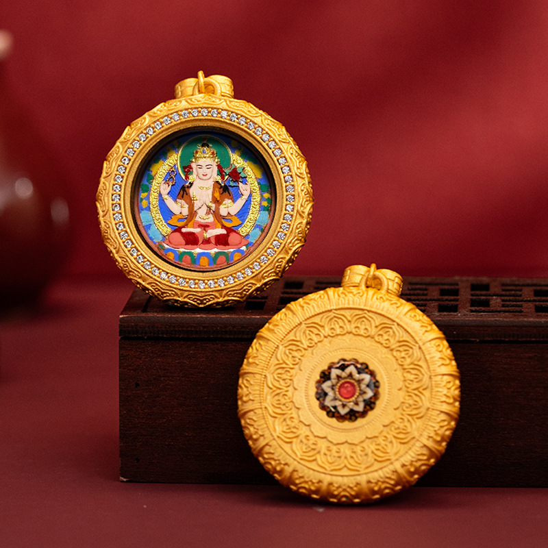 Hand-painted Thangka Brass Pendant