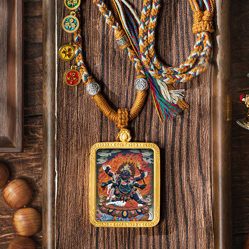 Hand-painted Pendant Six-Word Mantra Thangka