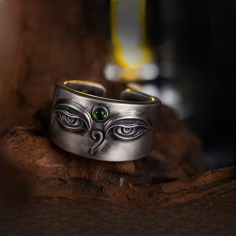 Tibetan Pure Silver Green Tara Ring
