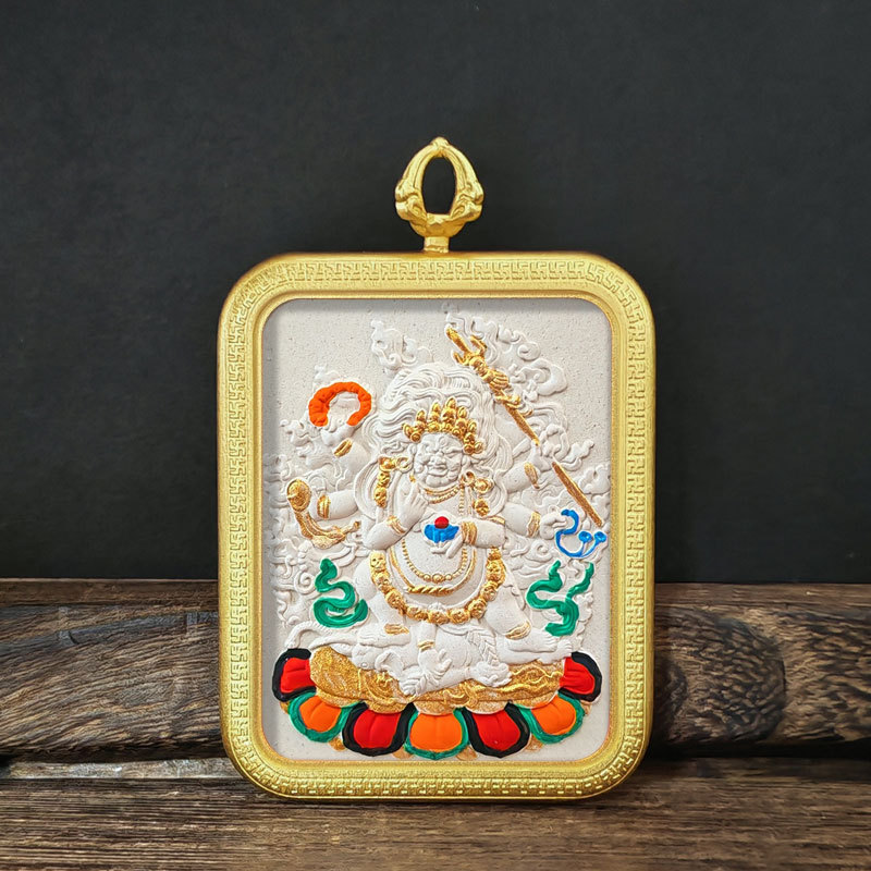 Collection Tibetan Style Incense Ash Dot Painting Thangka Buddha Pendant