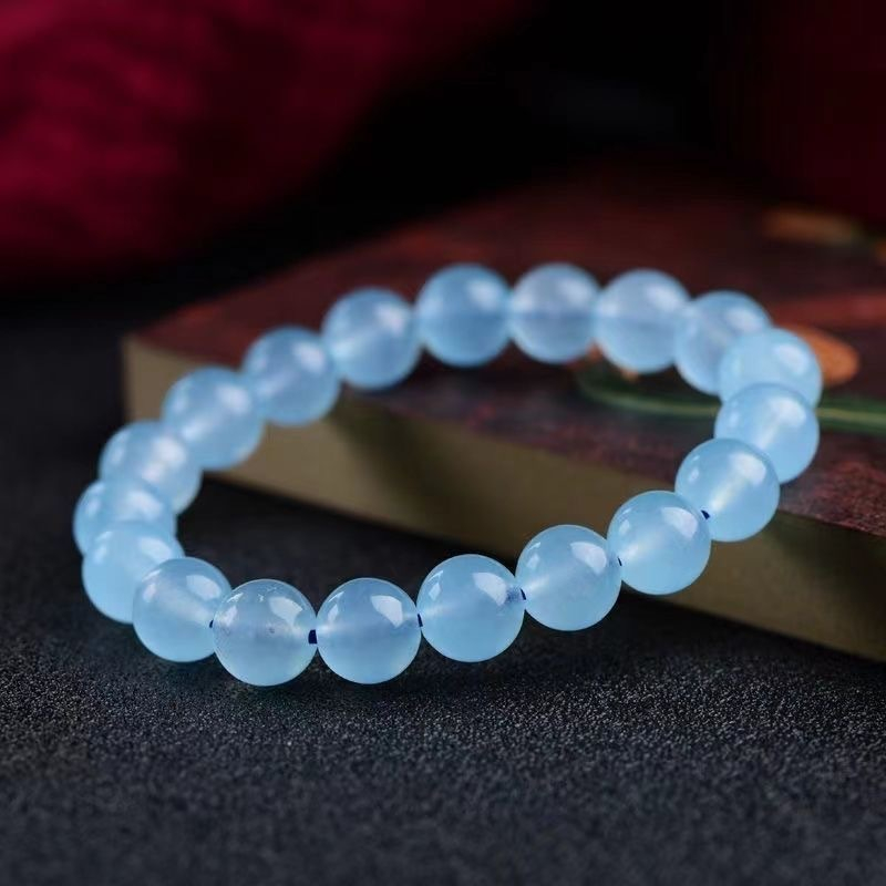 Ice-clear Chalcedony Natural Aquamarine Bracelet