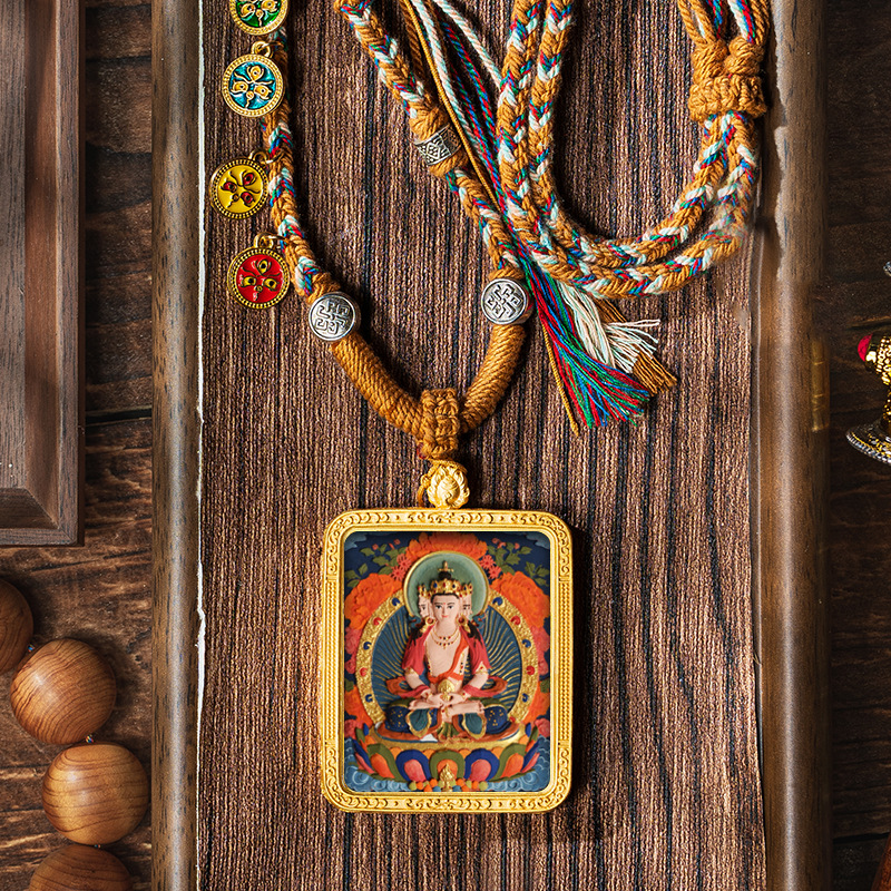 Hand-painted Pendant Six-Word Mantra Thangka