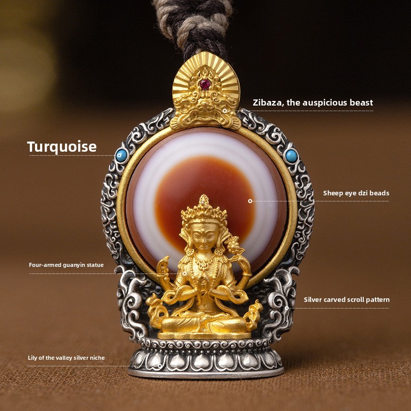 Tibetan Nine-Eyed Dzi Bead Pendant