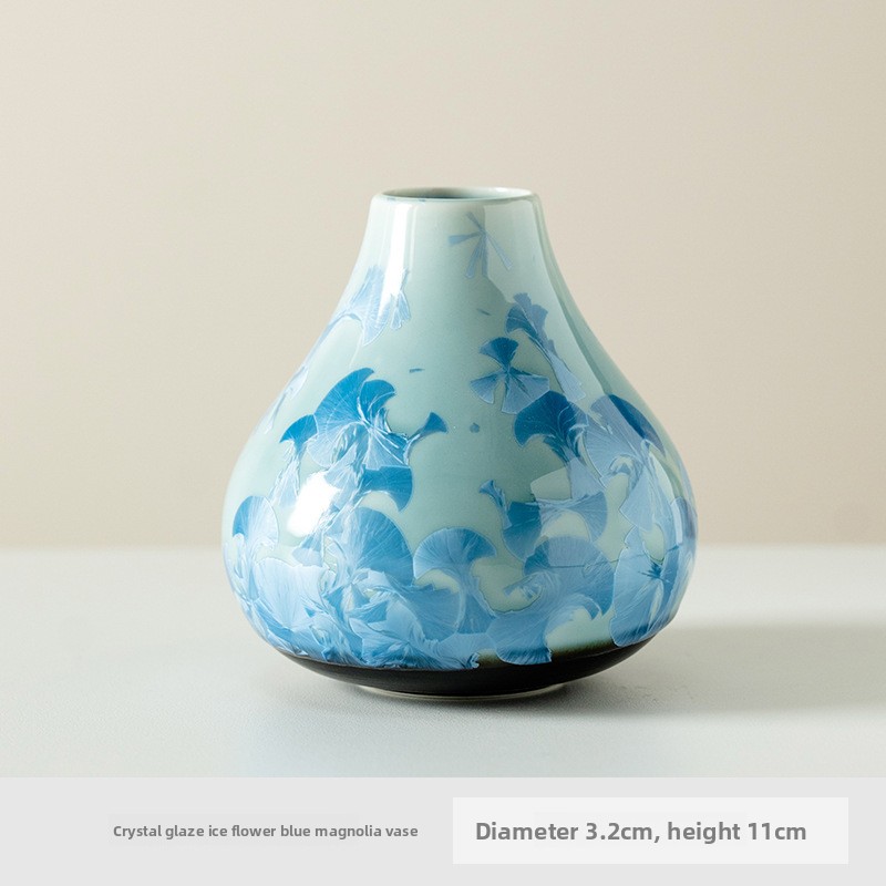 Kiln Change Glaze Crystal Ice Flower Blue Ceramic Vase