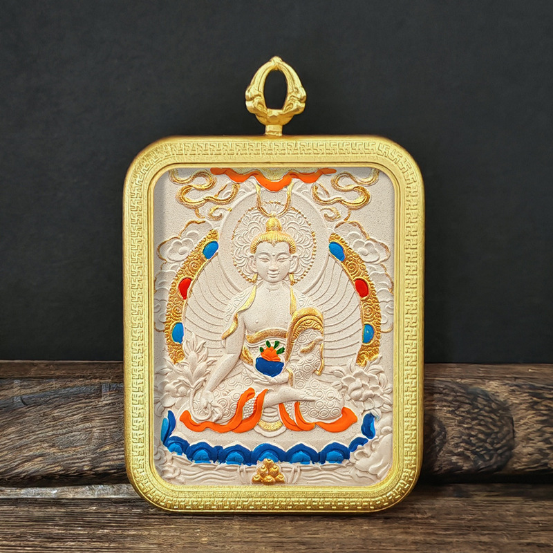 Collection Tibetan Style Incense Ash Dot Painting Thangka Buddha Pendant