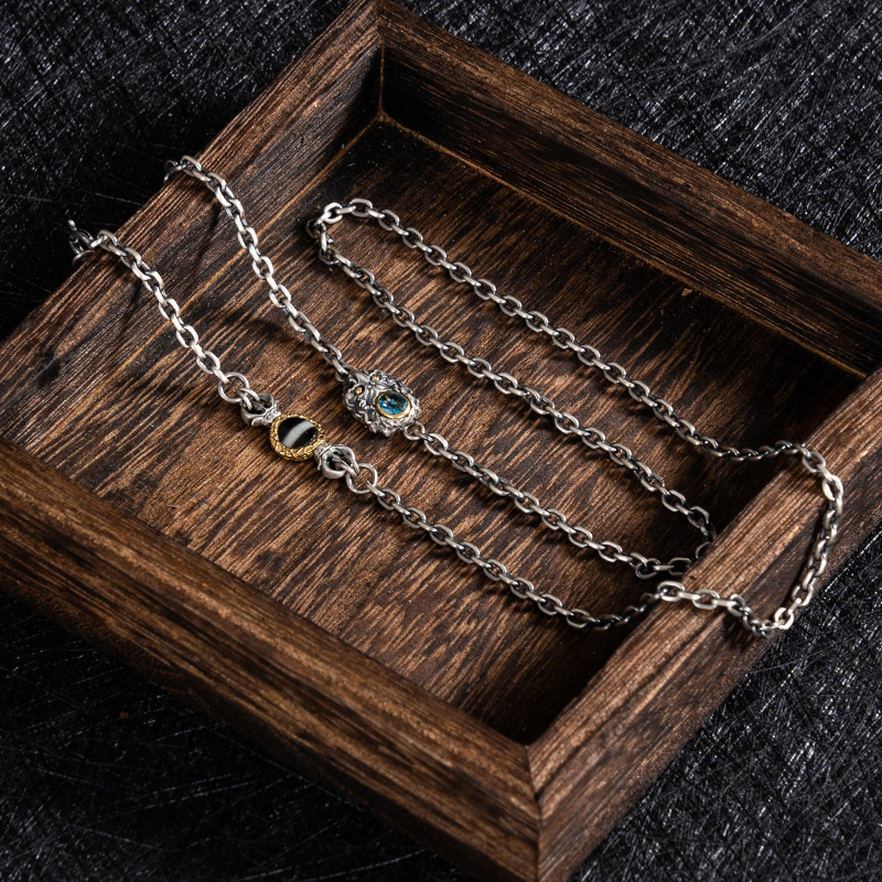 Tibetan Style Sterling Silver Big Peng Bird Gemstone Necklace