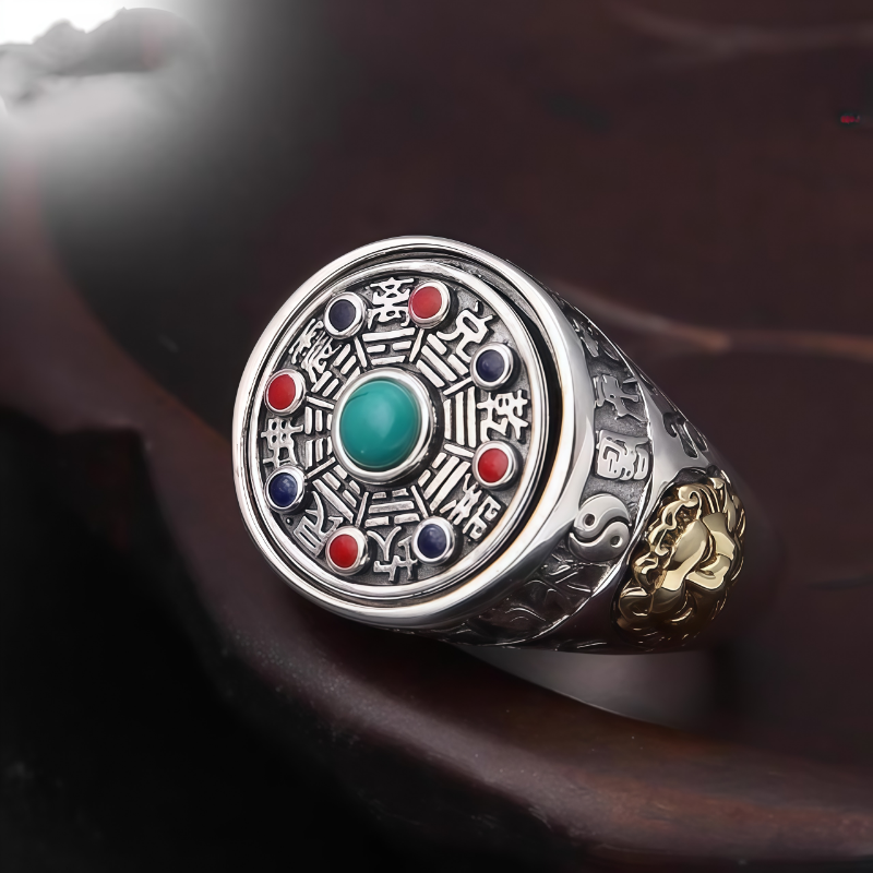 Vintage Bagua Tibetan Silver Ring