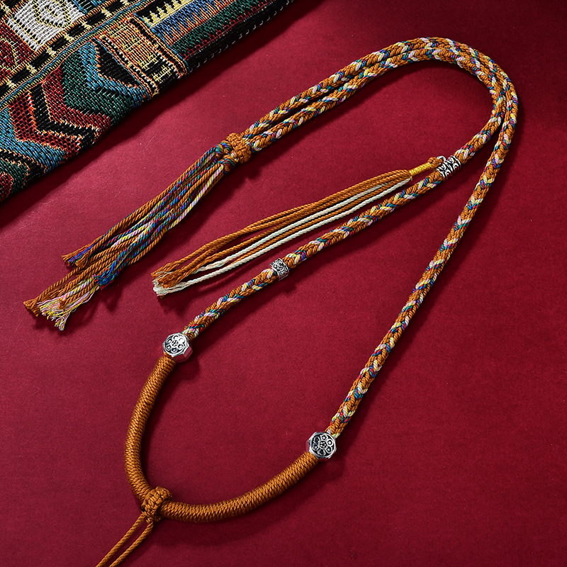 Tibetan Handmade Woven Thangka Pendant Necklace Cord