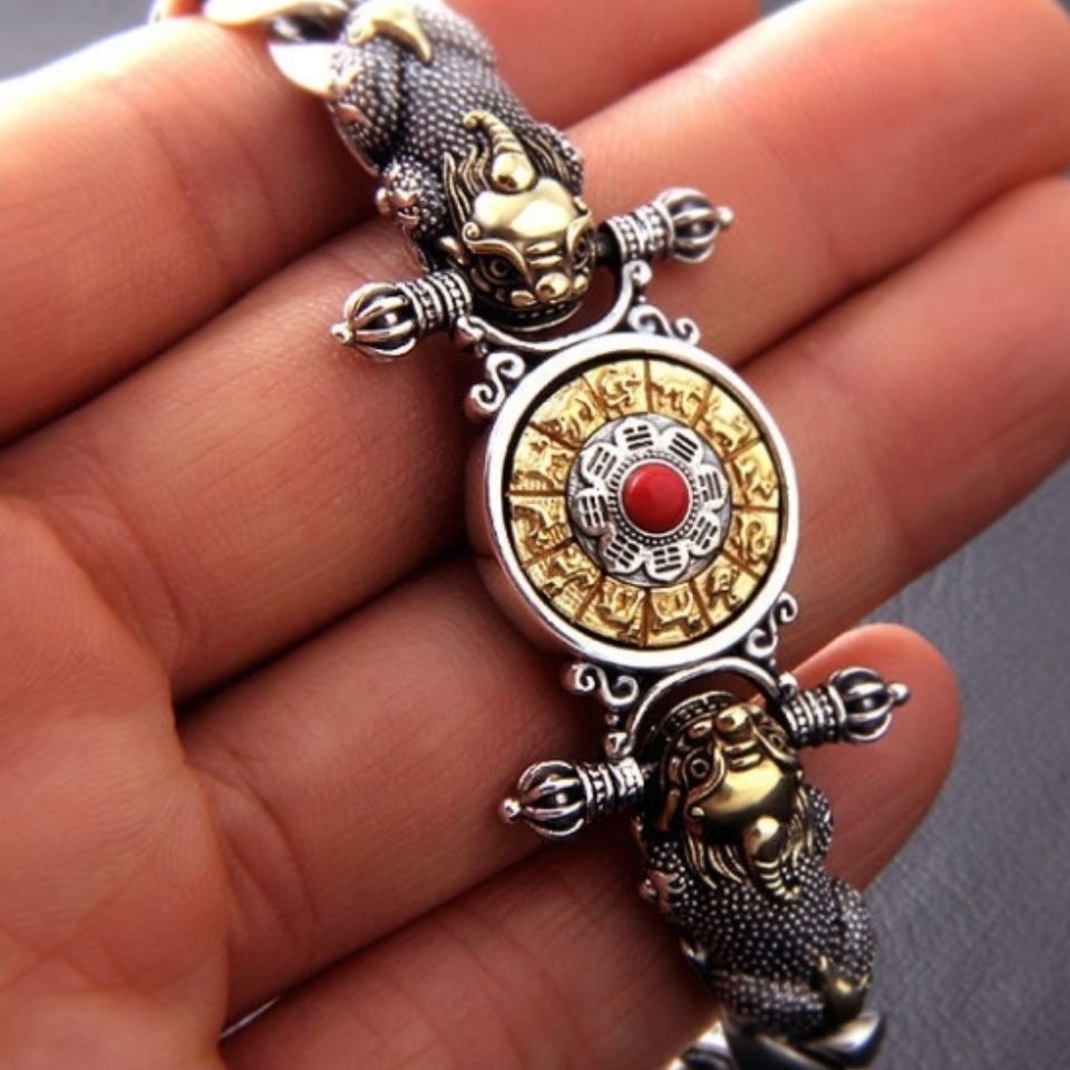 Tibetan Silver Braided Pixiu Bracelet