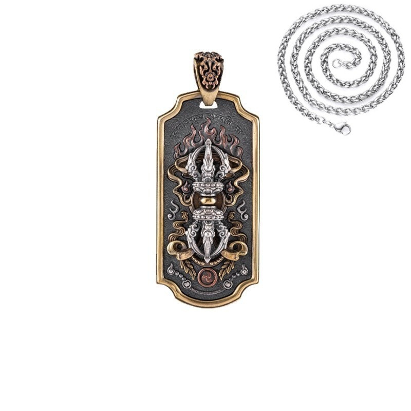 Tibetan Vajra Demon-Subduing Pestle Silver Pendant