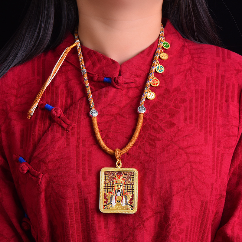 Tibetan Handmade Woven Thangka Pendant Necklace Cord
