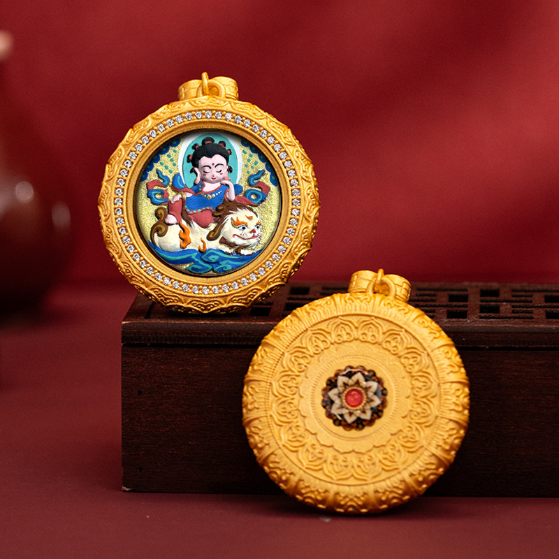 Hand-painted Thangka Brass Pendant